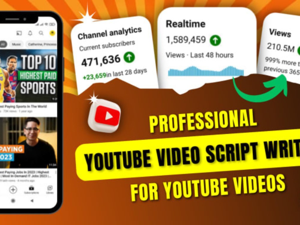 Write engaging YouTube Script Writing, Script Writer, YouTube Video Script